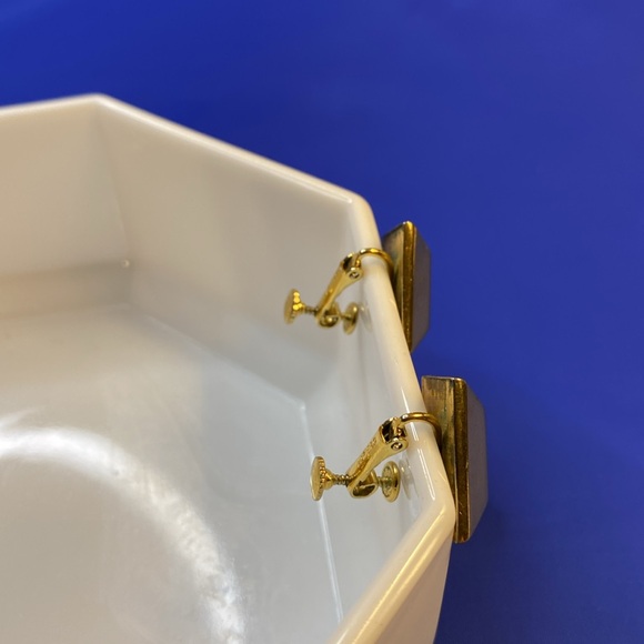 Vintage Napier Blue & Gold Tone Clip-on Earrings - Picture 4 of 7